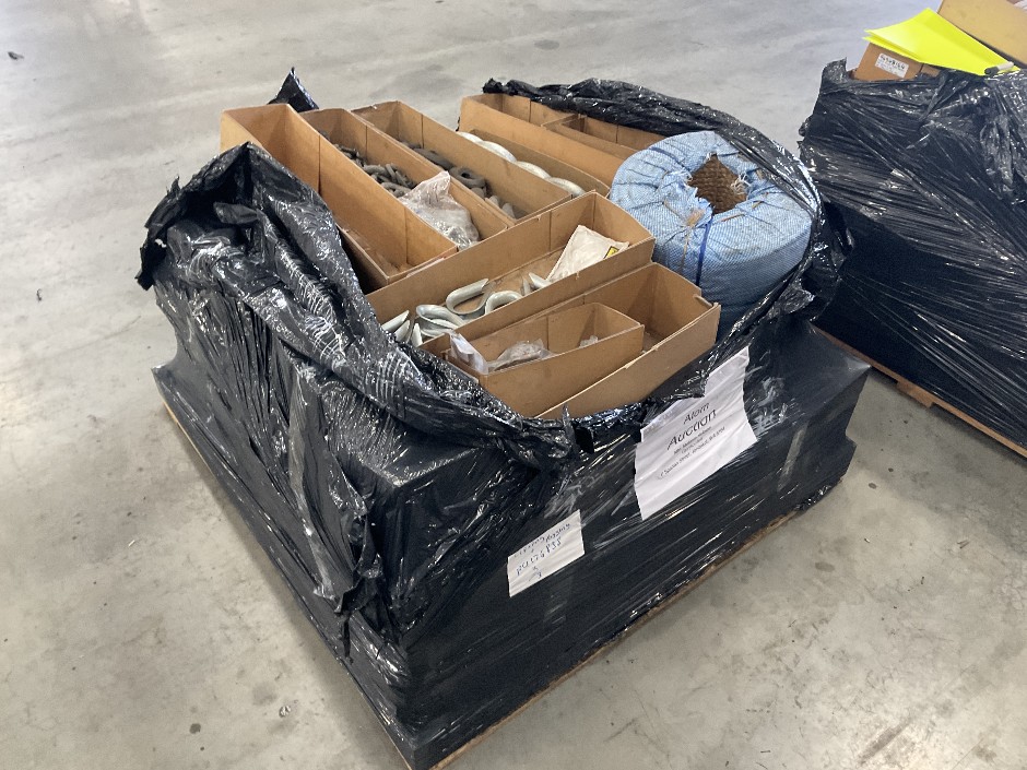 Pallet of Assorted Chain, Clamps and Rope
