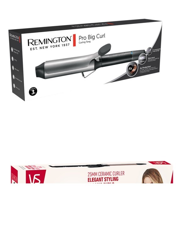 2 X HAIR CURLERS, 1 x Remington Pro Big Curl Curling Tong &  1 x VS Sassoon