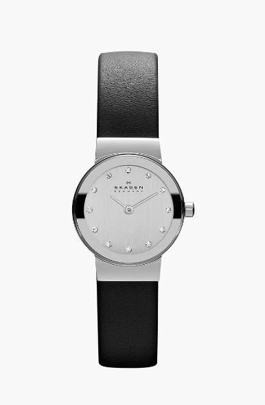 SKAGEN Freja Lille Midnight Leather Watch. NB: Needs battery replacement.