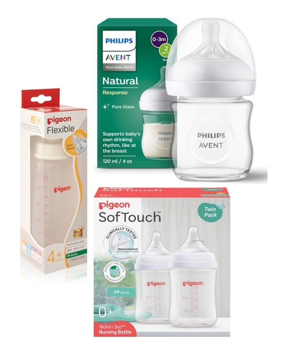 BUNDLE OF BABY BOTTLES; 1 x Philips Avent Natural Response Glass Baby Bot