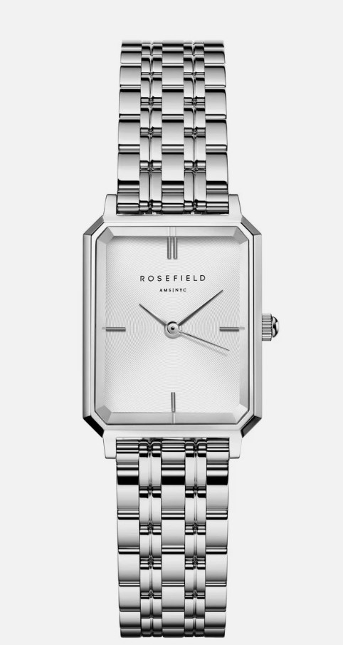 ROSEFIELD Octagon XS White Sunray Steel Silver Watch, OWGSS-O63.