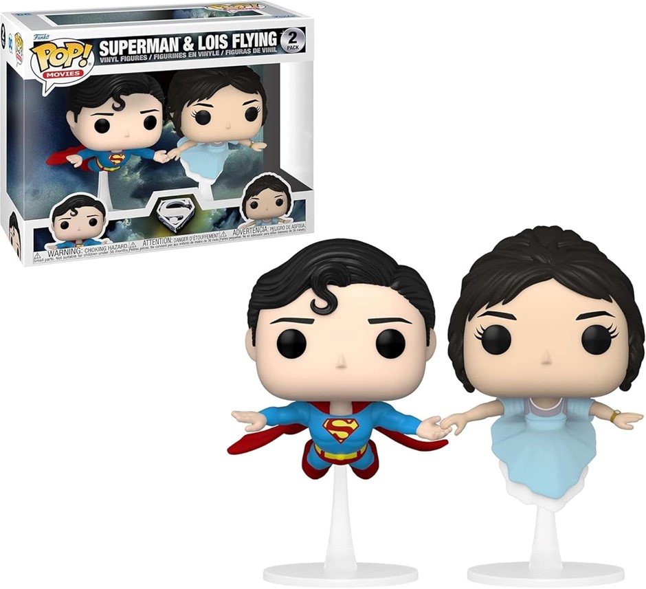 FUNKO POP! Superman and Lois Flying Vinyl Figure 2 Pack, 4-Inch Height.