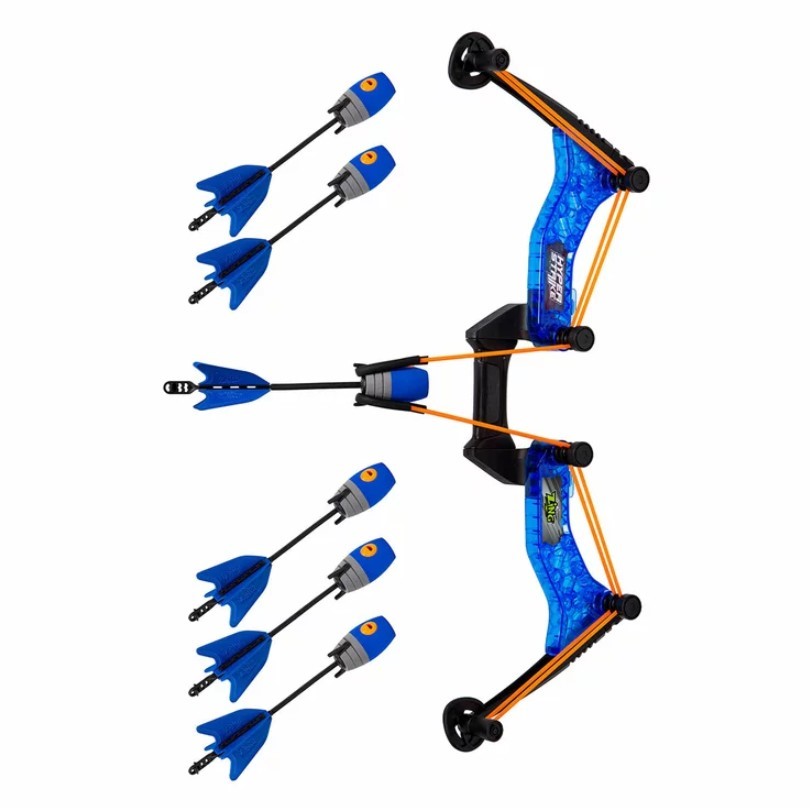 2 x HYPER STRIKE Bow w/ 6 Arrows, Blue & Red. N.B: Red bow is smissing stri