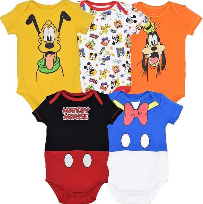 5pk x DISNEY Mickey Mouse Lion King Winnie the Pooh Pixar Bodysuits, Size 0