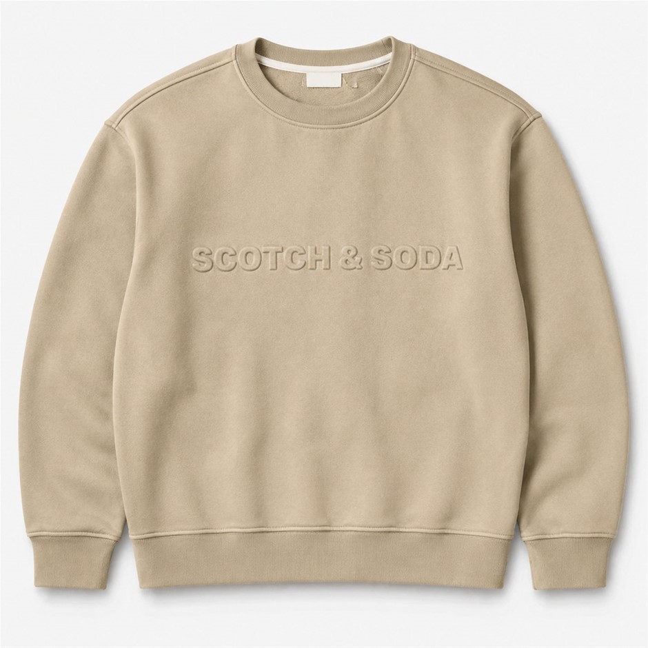 0017-3140637 · SCOTCH & SODA Mens Sweatshirt Premium Beige Cotton Blend Pullover, Size L