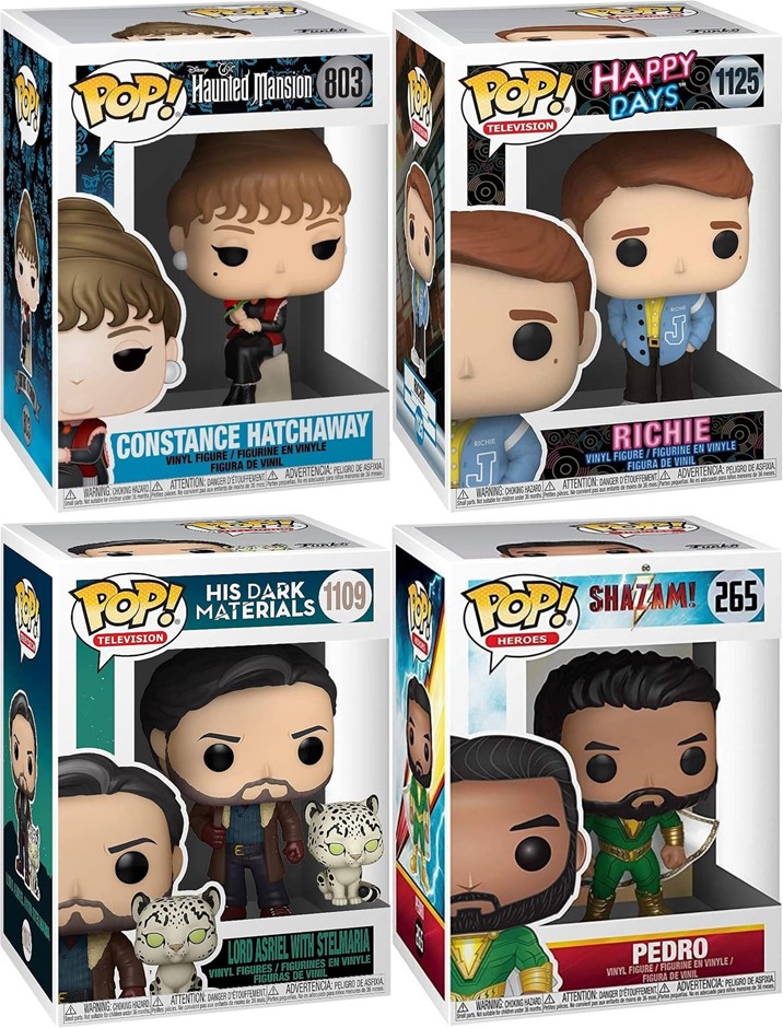 4 x FUNKO POP: Pedro (Shazam), Richie (Happy Days), Asriel with Stelmaria (