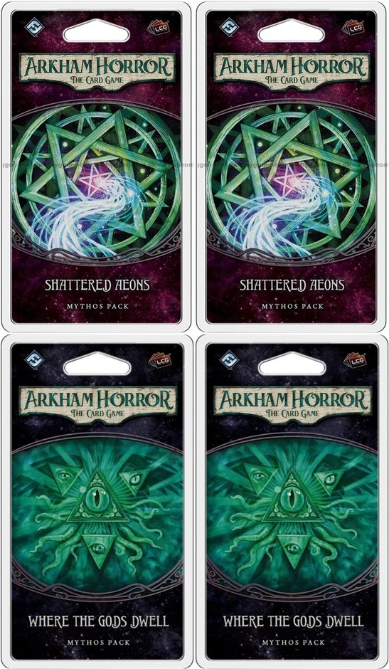 4 x ARKHAM HORROR LCG Expansion Packs – 2 x Where the Gods Dwell, 2 x Shatt