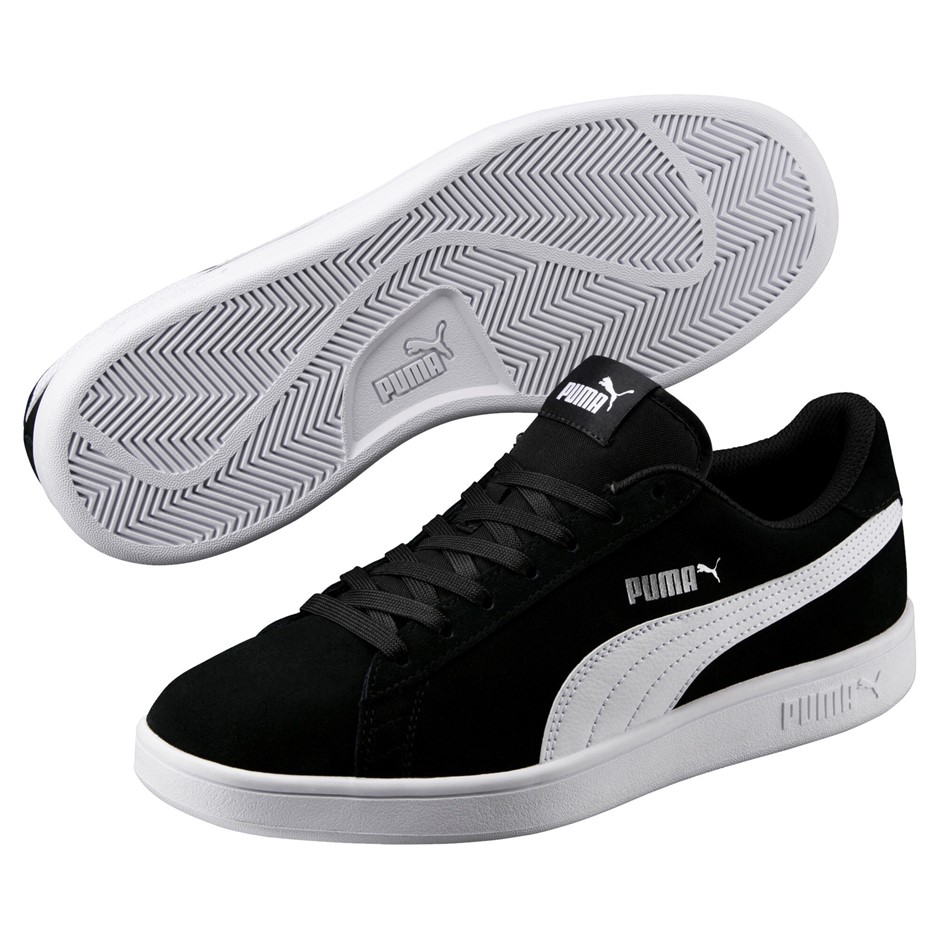 PUMA Men's Smash V2 Shoes, Size US11.5 / UK10.5, Black/White (01).