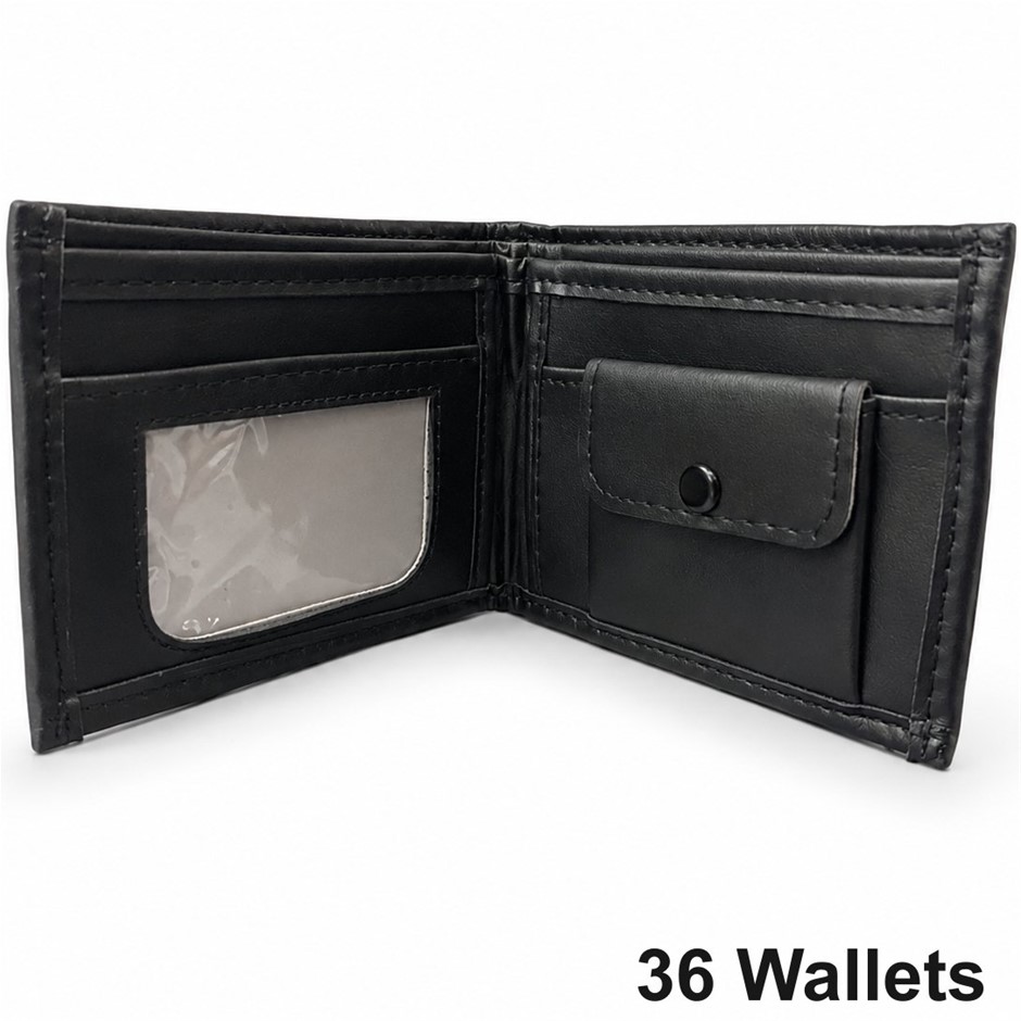 36 Premium Florenzia Collezione Quality Leather Wallets, Black