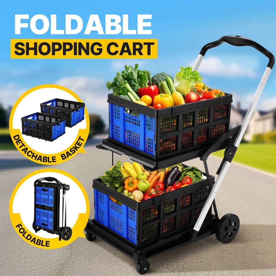 Folding Hand Truck Dolly Utility Luggage Cart Shopping Trolley Collapsible