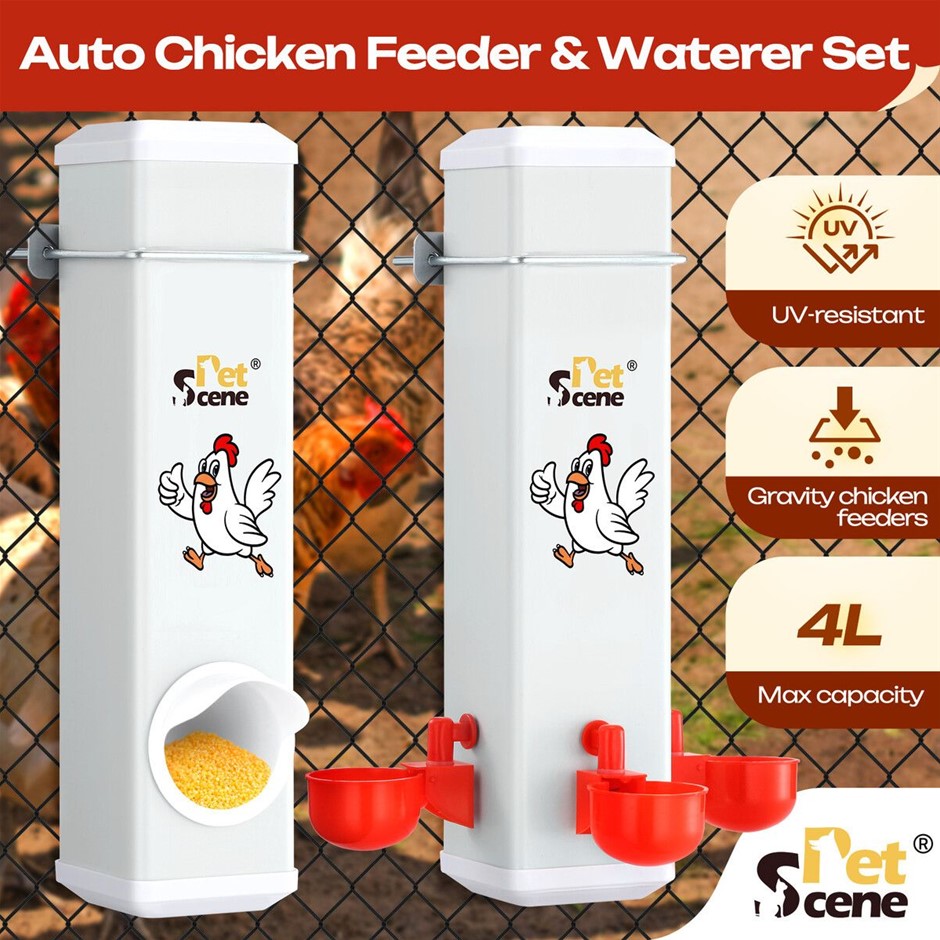 Chicken Bird Feeder Water Dispenser Automatic Waterer Poultry Food Drinker