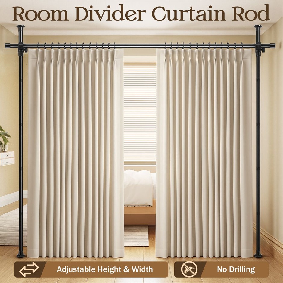 Room Divider Curtain Rod Separator No Drill Adjustable Tension Wall Space P