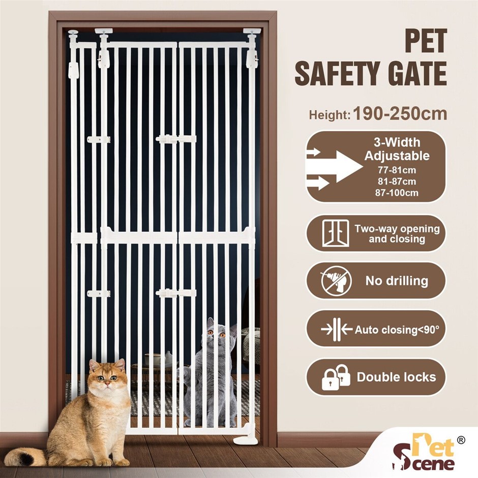 Retractable Safety Gate Pet Dog Cat Extra Tall with 3-Position Width Adjust
