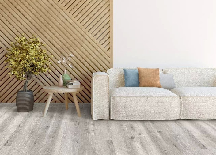 64m2 of Light Grey Laminate Cadenza Flooring with Click System joint