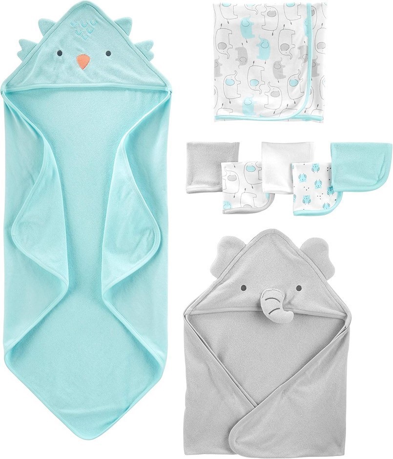 SIMPLE JOYS BY CARTER'S Baby 8-Piece Towel and Washcloth Set, Aqua Blue/Gre