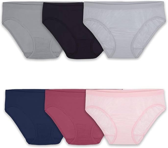 6-Pack FRUITOFTHELOOM Women's Seamless Bikinis, Size 5/S, Assorted. Buyers