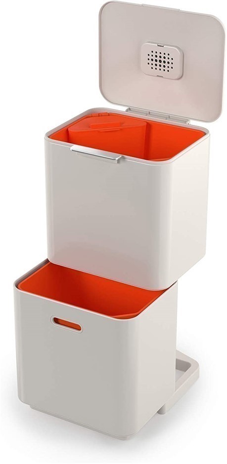 JOSEPH JOSEPH Totem Max 60L Waste Separation and Recycling Bin, Stone.