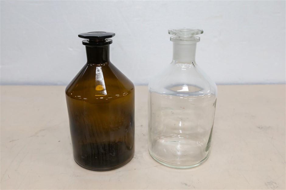 Glass Storage Bottles 1L Clear and Amber with Glass Stoppers