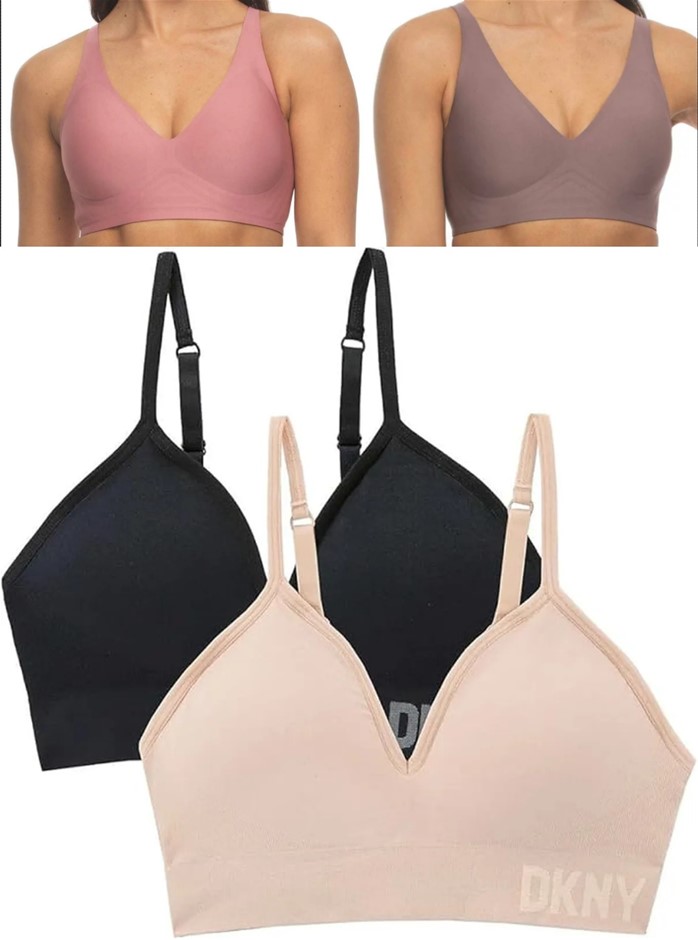 BUNDLE of Jezebel Women's Bra 2 Pack Mauve/Rose Large + DKNY 2 Pack Women's