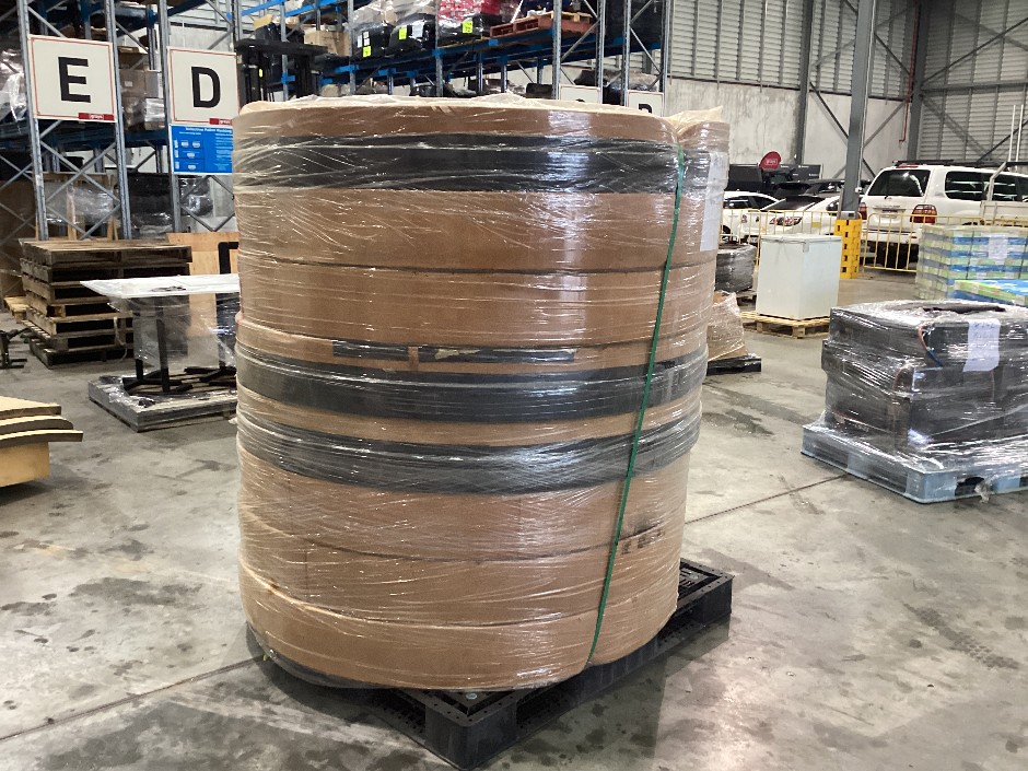 Pallet containing miscellaneous round pieces of foam
