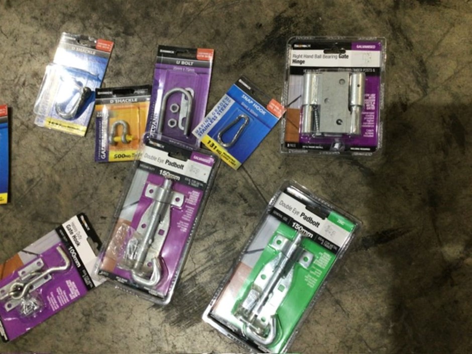 Large Qty of Gate Hardware, Assorted Bolts, Rope, Pallet