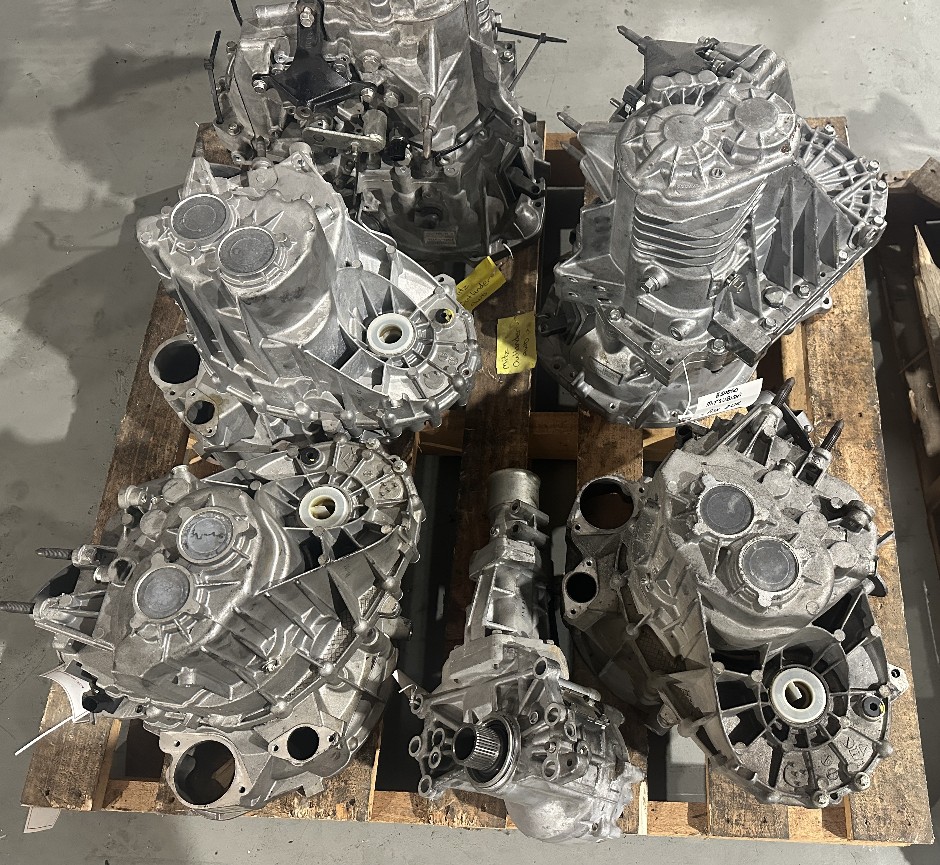 Pallet of 5 Mitsubishi Manual Gearboxes and 1 Transfer