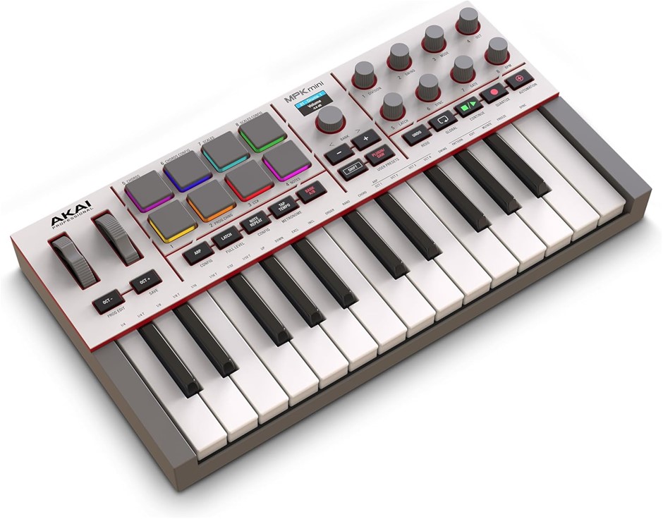 AKAI Professional MPK Mini IV USB-C MIDI Keyboard Controller for Beginners