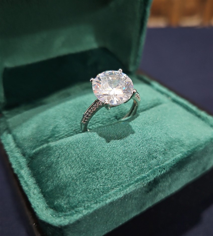 5.0ct 925 Sterling Silver  Brilliant Cut Simulated Diamonds Ring-adjustable