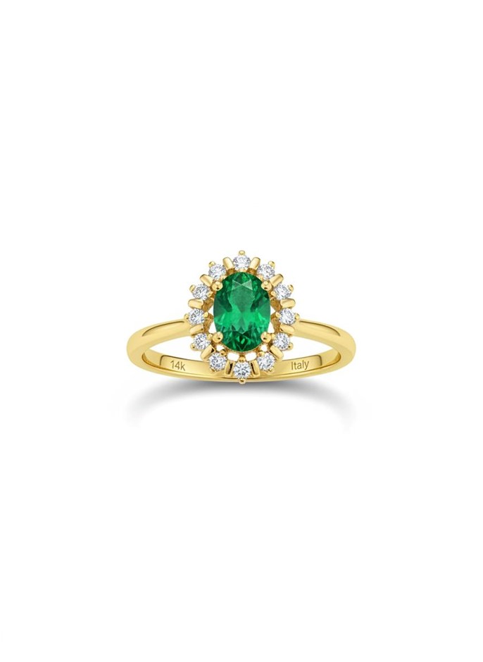 14K/Italy 1.5ct green Oval Cut Yellow Gold Filled Ring(stamped)9US
