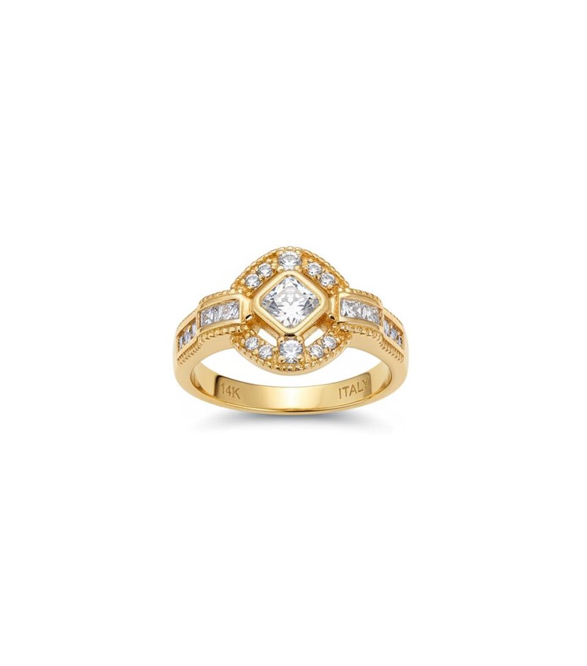 18K/Italy Princess Cut Yellw Gold Filled Ring(stamped)Warranty Quality-9US