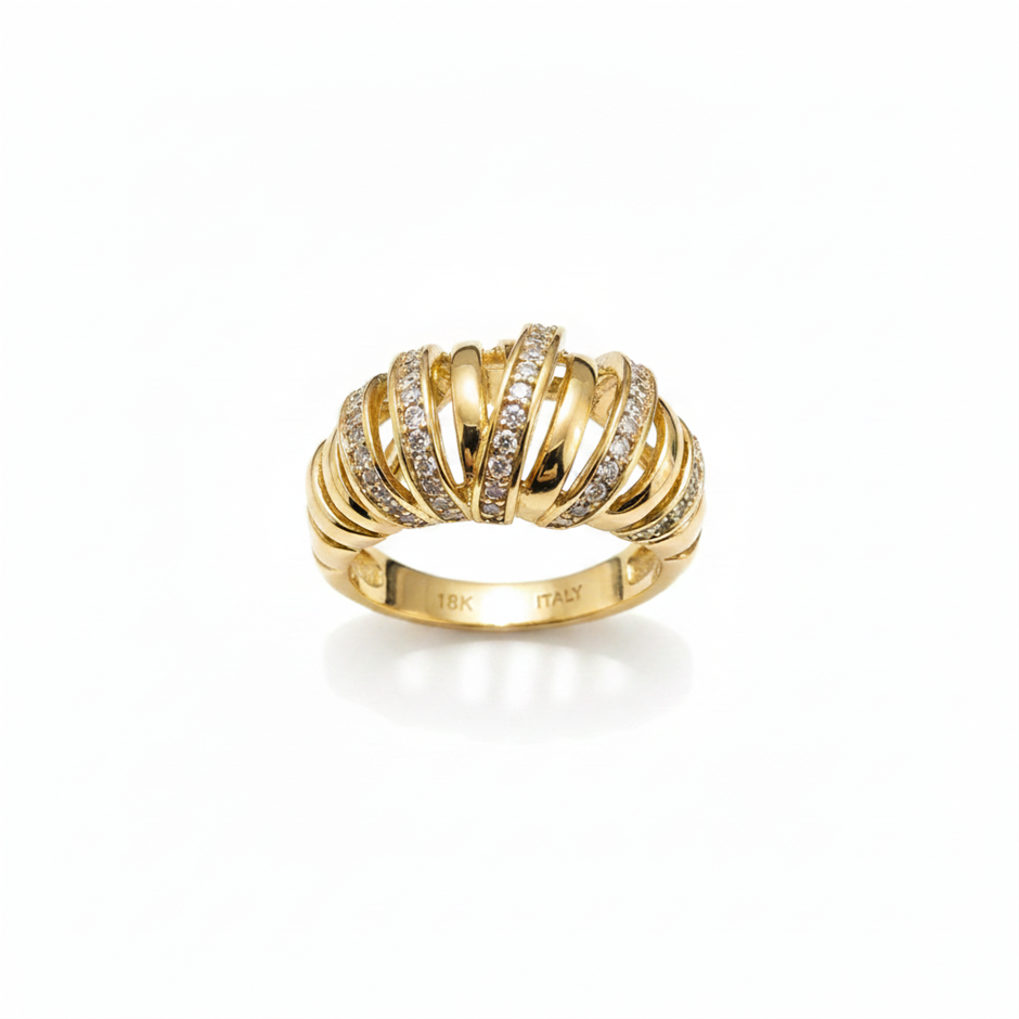 18K/ITALY Yellow Gold Filled Ring -Quality Guarantee-8 US-Bonus Gift