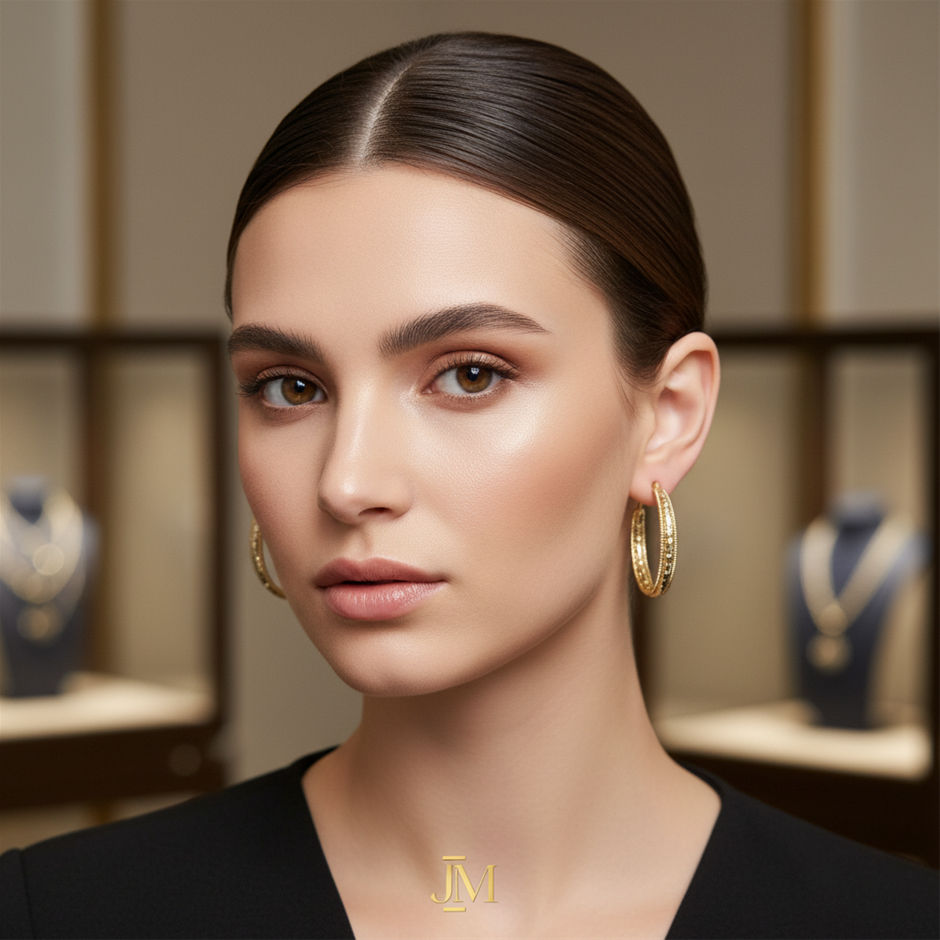 18K/ITALY  Yellow Gold Filled Earring -Quality Guarantee--Bonus Gift