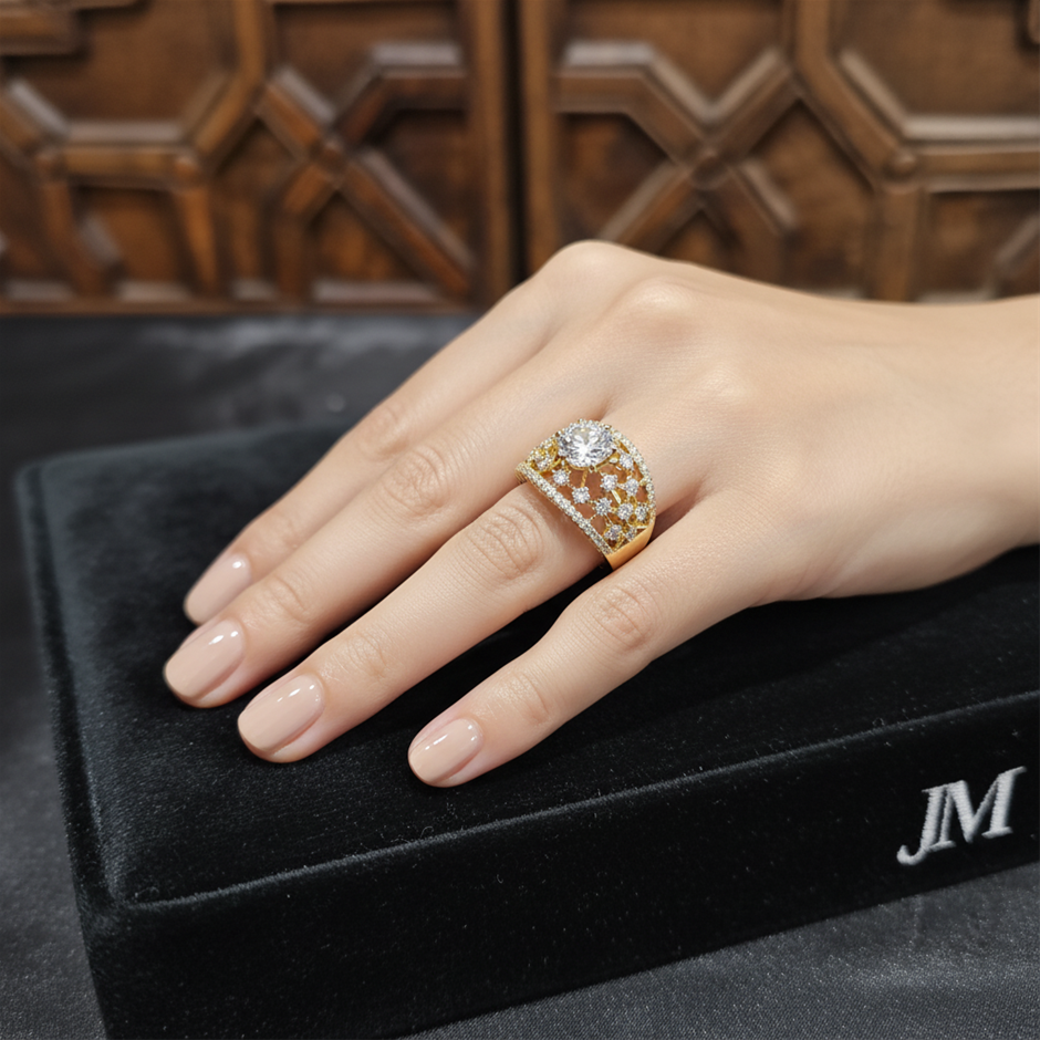18K/ITALY Yellow Gold Filled Ring -Quality Guarantee-7 US-Bonus Gift