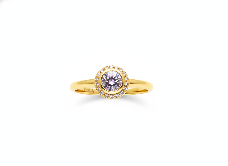 18K/ITALY Yellow Gold Filled Ring -Quality Guarantee-8 US-Bonus Gift