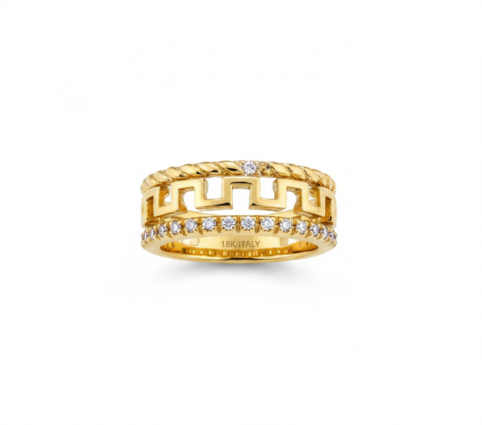 18K/ITALY Yellow Gold Filled Ring -Quality Guarantee-6 US-Bonus Gift
