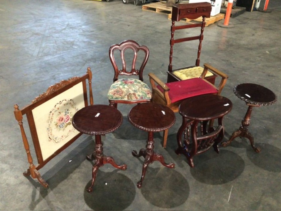 Qty of Assorted Small Round Antique style Tables & Furniture