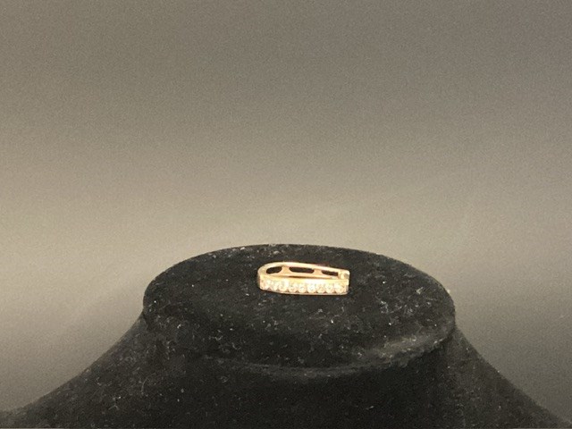 1 X Stamped 10k Yellow Gold, MHJ, Diamond Set Huggie Earring