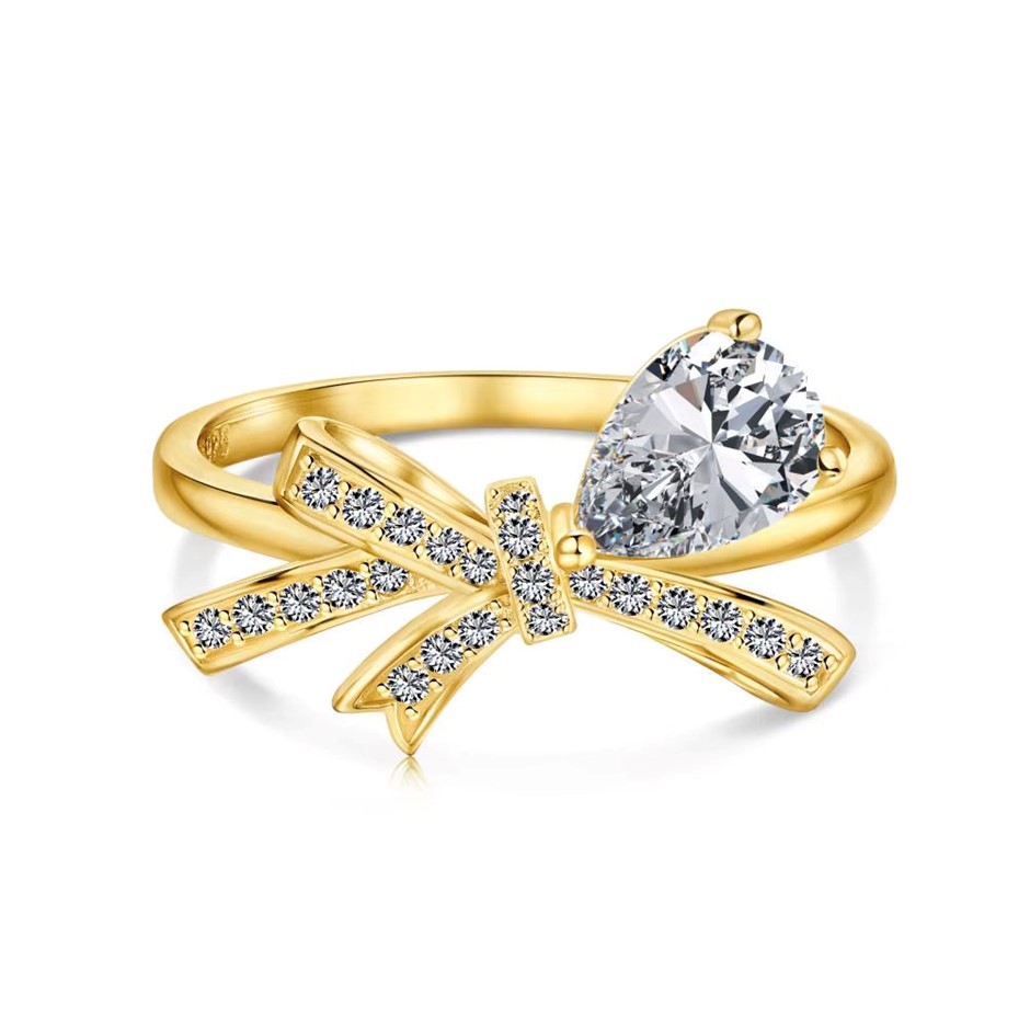 0.5ct Ribbon Cubic Zirconia 18K Gold Filled 925 Silver Ring - Size 8