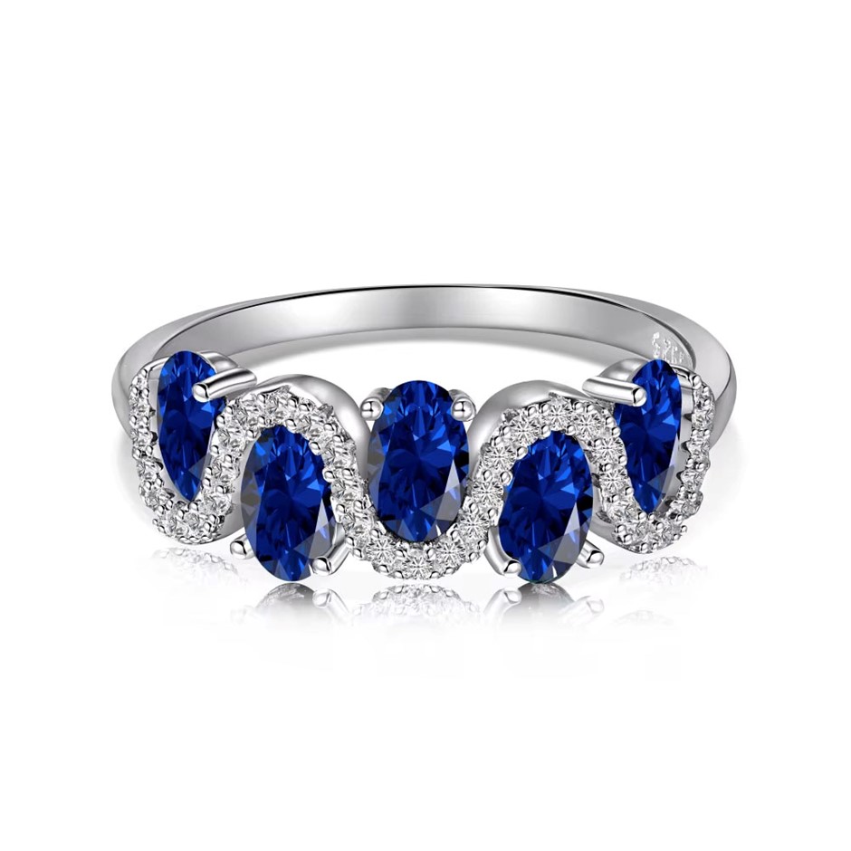 0.25ct Wave Shape Cubic Zirconia 925 Sterling Silver Ring - Size 9
