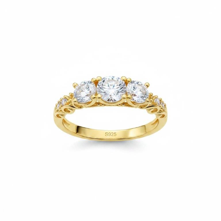 GRA Moissanite white 18k Solid Yellow Gold Vermeil Ring -9US