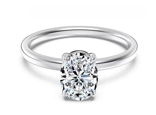 1.0ct GRA Moissanite oval cut 18k white Gold Vermeil Ring -8US