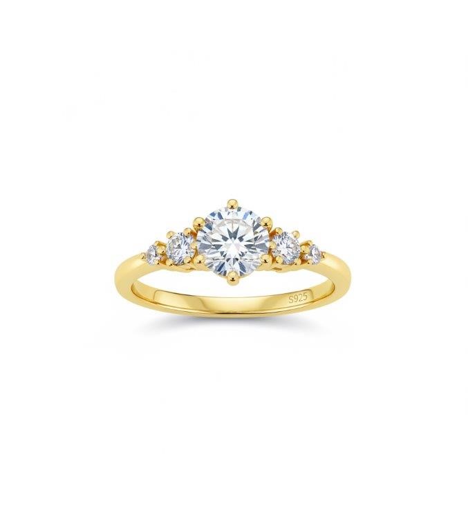 GRA Moissanite white 18k Yellow Gold Vermeil Ring -7US