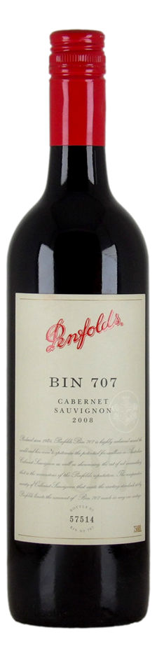 Penfolds `Bin 707` Cabernet Sauvignon 2008 Bottle No.57514 (1 x 750mL) SA.