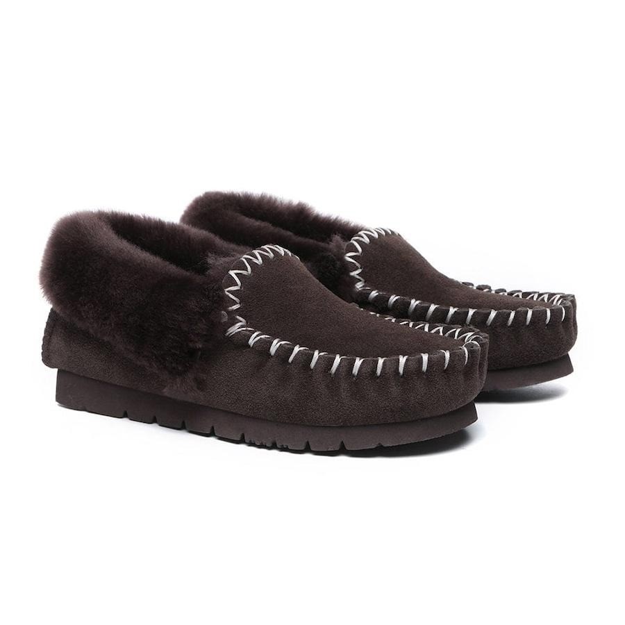 YELLOW EARTH Unisex Moccasin EVA Sheepskin Ugg Slipper, Brown, US M8/W10