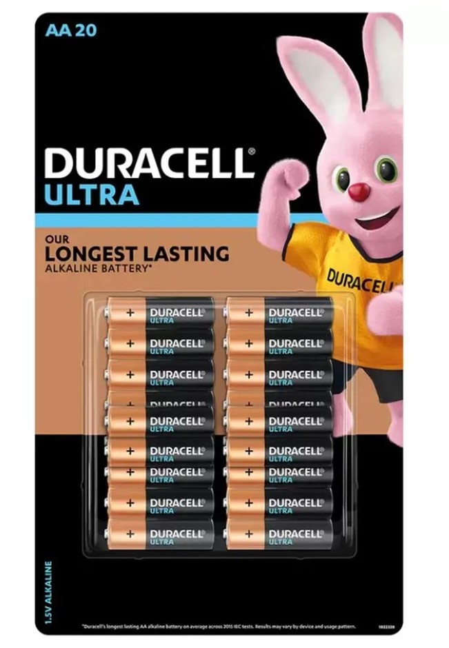 Duracell Ultra AA Batteries 20 Pack. NB: 6x missing, damaged packaging.