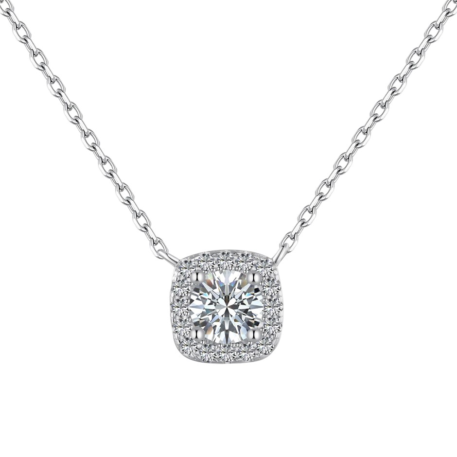0.50ct Cushion Cut Lab Created Moissanite 925 Silver Pendant Necklace