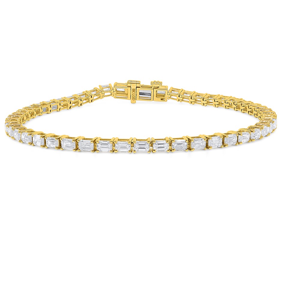 5.00 Carats yellow gold Emerald cut lab grown diamond Tennis Bracelet