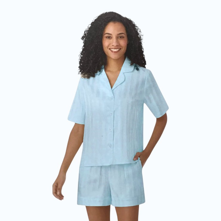 MIDNIGHT By CAROLE HOCHMAN Women's 2pc Satin PJs, Size M, Blue.