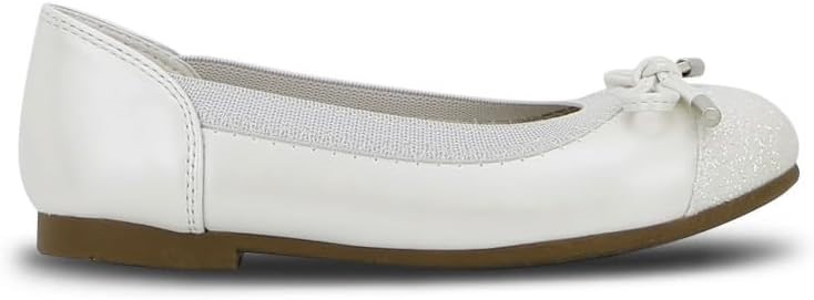 GROSBY Girl's Royal Party Shoes, White Shimmer, Size 12, 552393.