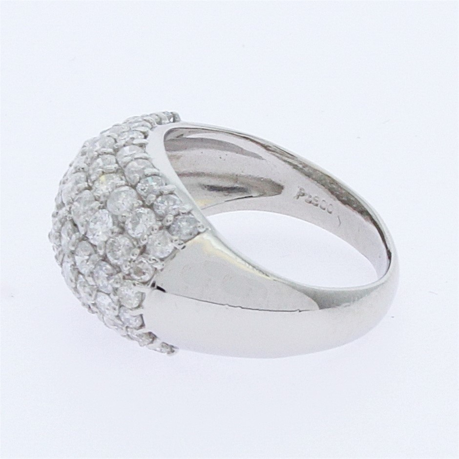 Platinum pave diamond dress ring, narrow